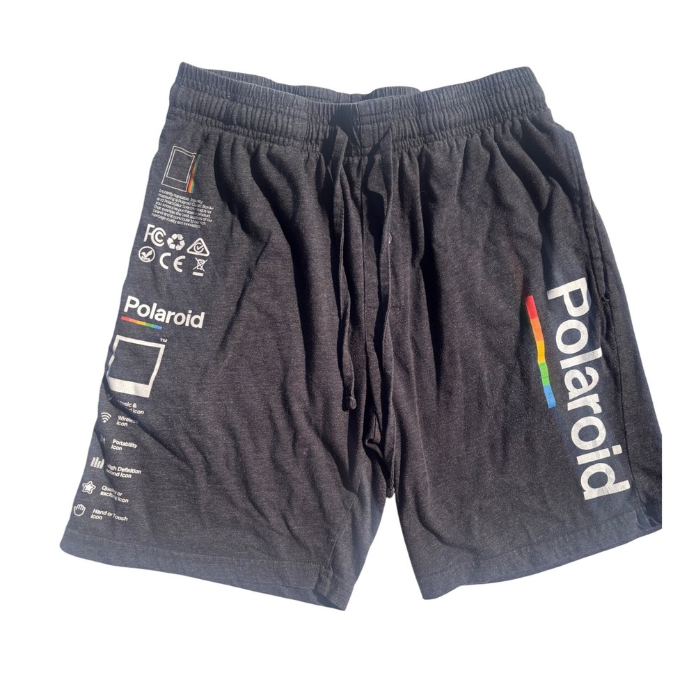 Polaroid Lounge Shorts Mens Small Charcoal Gray Good Rainbow Graphic Sleepwear